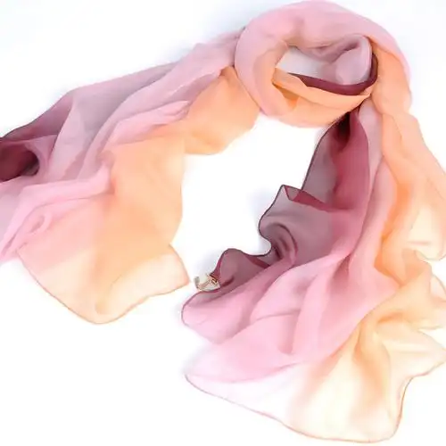 桑蚕丝真丝围巾 女士披肩纱巾长款防晒秋冬季 渐变上海丝巾故事