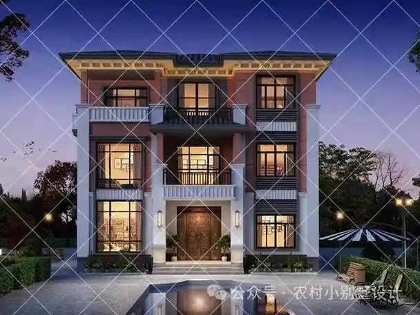 21款三层新中式农村自建房别墅,复试客厅楼中楼设计,2024建房首选