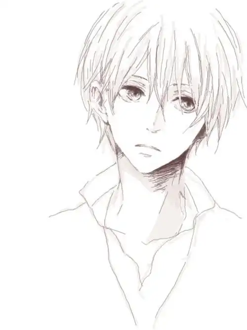 线稿二次元男生