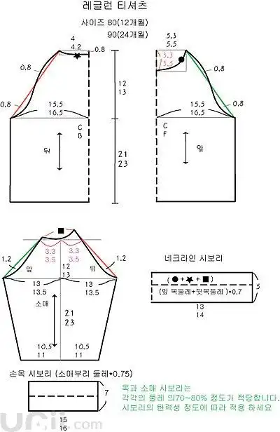 落肩袖t恤裁剪纸样