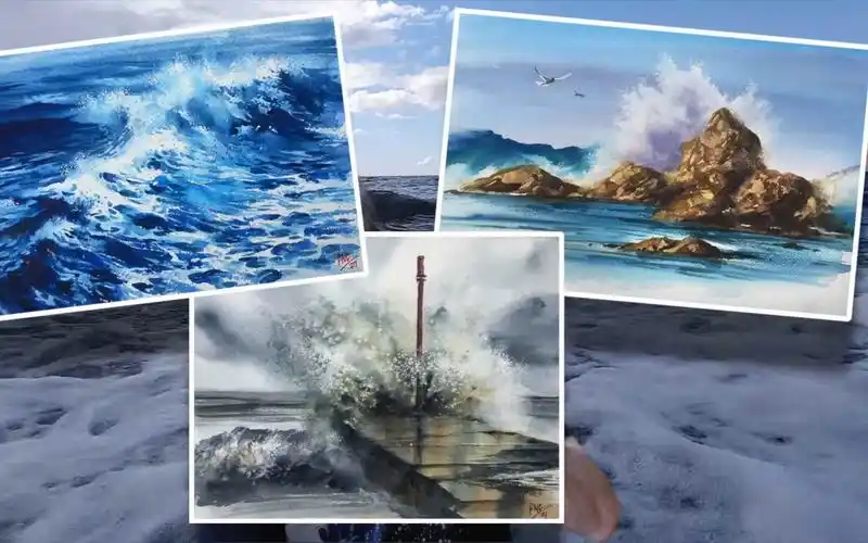 如何用水彩画波涛汹涌的海洋的分步指南