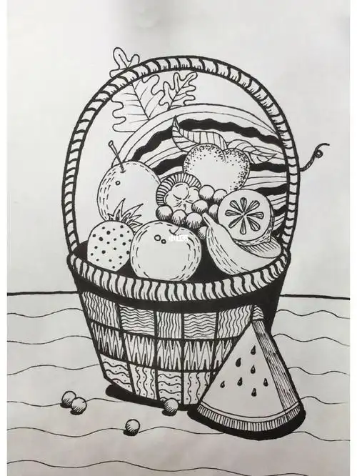 线描–水果篮子