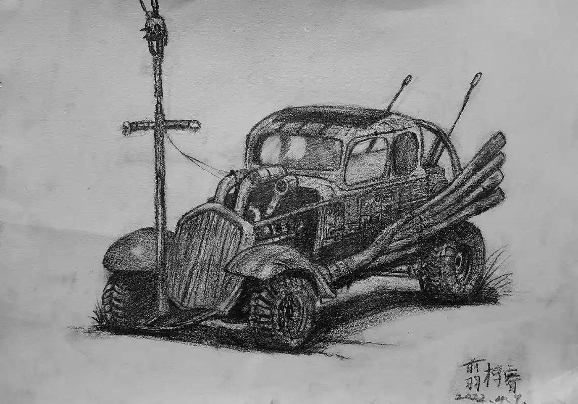 废土汽车系列素描参考某些大神的原画作品绘制