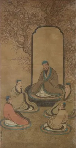《孔子杏坛讲学图》轴(明)