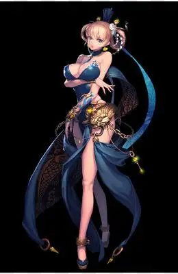 蓝色性感游戏服饰美女