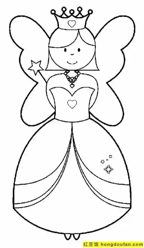 10张3到8岁女孩子们最喜欢的漂亮公主涂色简笔画-红豆饭小学生简笔画
