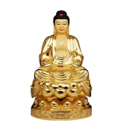 贴金释迦牟尼佛像摆件大日如来如来佛佛祖铜像释迦摆件