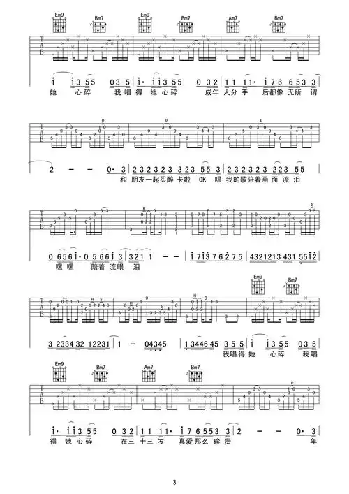 她来听我的演唱会吉他谱张学友