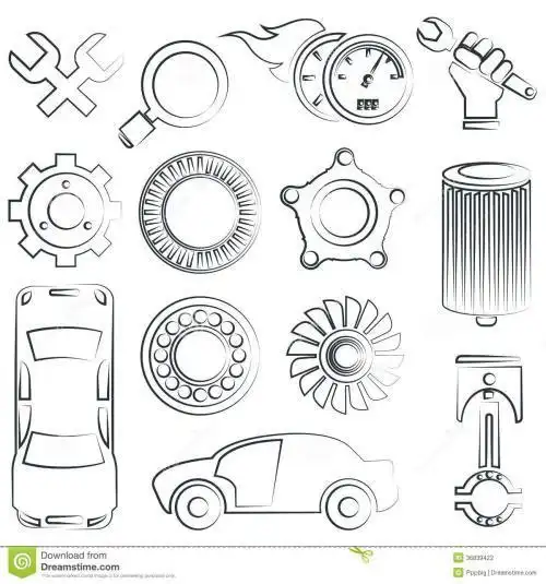 机械简笔画手绘 线稿 864705齿轮零件简笔画卡通白色齿轮简笔画png