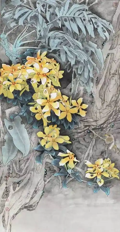 刘怡涛工笔花鸟画作欣赏