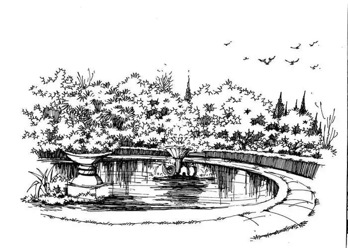 公园景观效果图77高清线稿