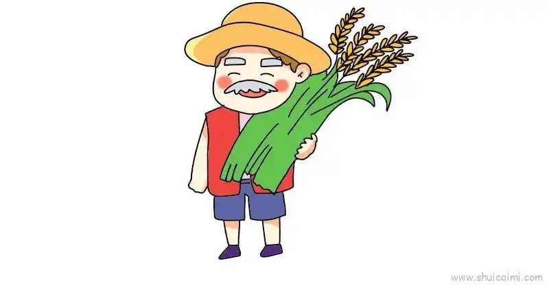 农民儿童画怎么画 农民简笔画步骤