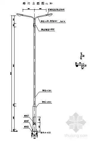 分享双臂路灯立面图资料下载