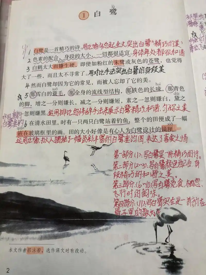 五年级语文上册第一课《白鹭》课文预习