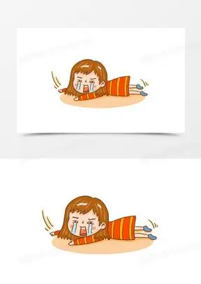 卡通跌倒的女孩手绘插画元素