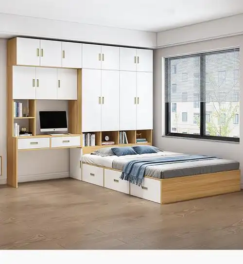 木凤发家 实木衣柜床一体榻榻米床带衣柜小户型单人床可定制踏踏米1.