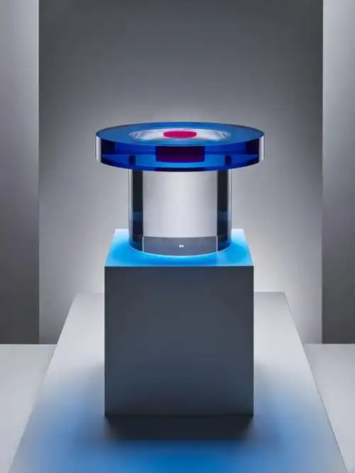 透明会发处蓝色光的圆柱创意设计作品