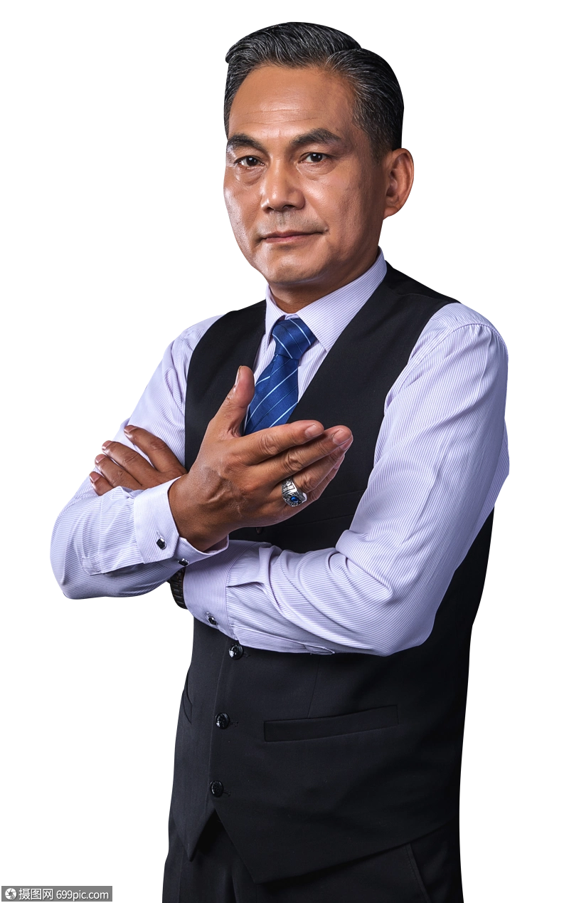 中年商务成功人士站姿动作沉稳西装