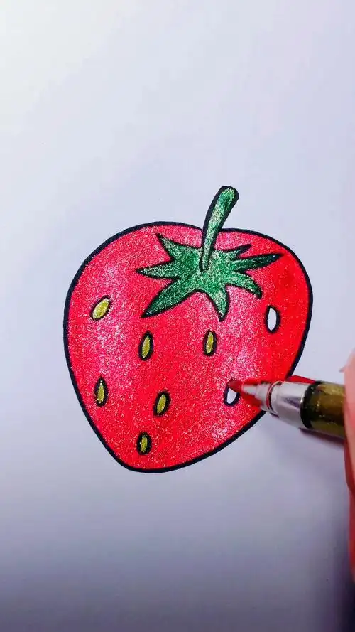 画画原来如此简单简笔画草莓