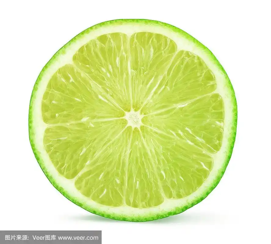 酸橙水果横切面.孤立在白色