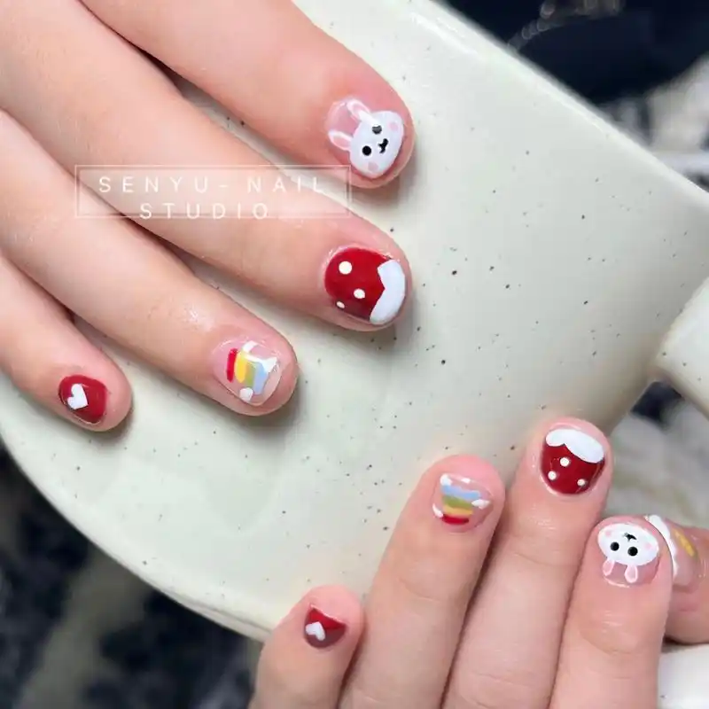 儿童卡通美甲|新年美甲 可爱的兔子9297小朋友做了很开心美美哒的