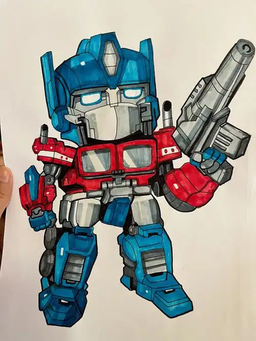 手绘变形金刚擎天柱