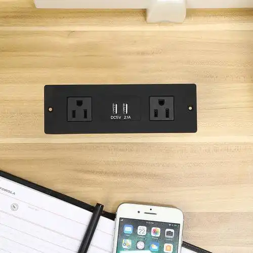 厂家供应美规两位usb插座办公桌面暗藏式插座沙发床头柜排插