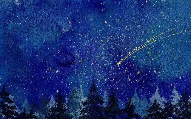 天空插画唯美天空插画水彩星空插画流星插画浪漫星空插画