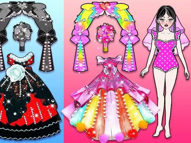 剪纸动画:公主华丽换装奔赴婚礼,粉彩vs黑红婚纱你更喜欢谁呢?