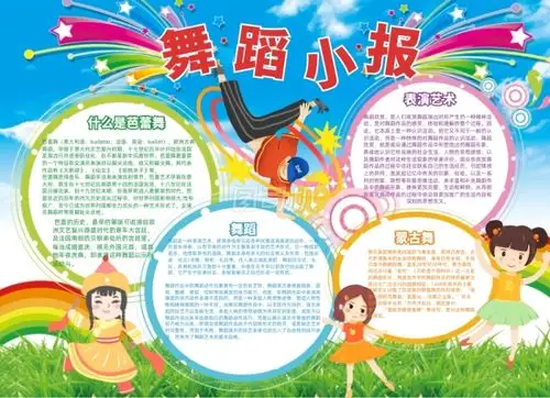 蓝色中小学生舞蹈小报手抄报