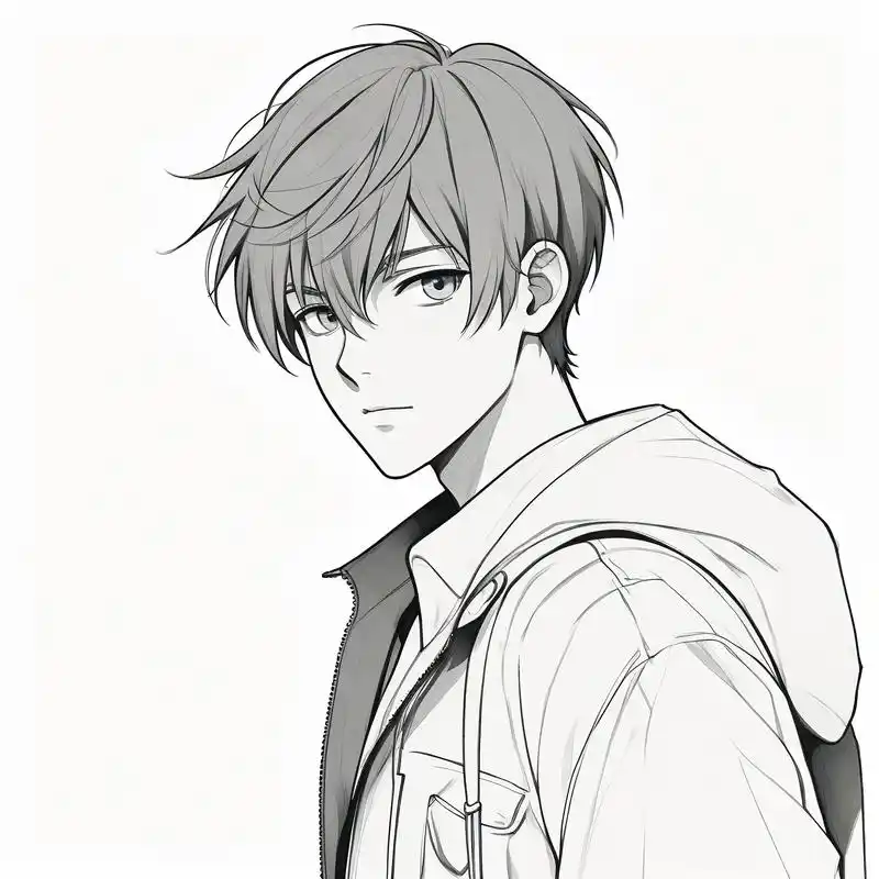 稳重男生必备!黑白素描微信头像98