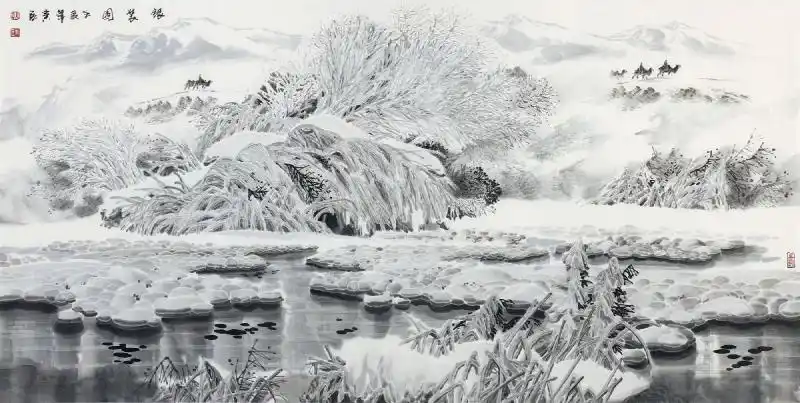 冰雪山水画作品图片欣赏