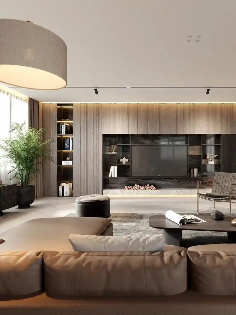 暖色系现代意式风装修效果图大平层的快乐