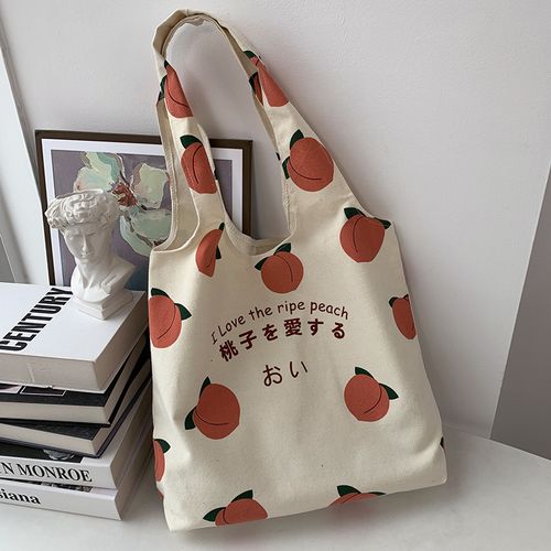 简约百搭帆布包女单肩布兜大学生上课拎书袋ins日系文创小众设计