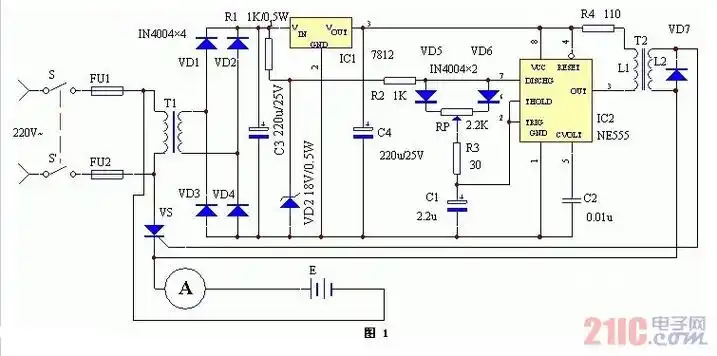 12v到220v蓄电池(组)均适用的充电器电路图
