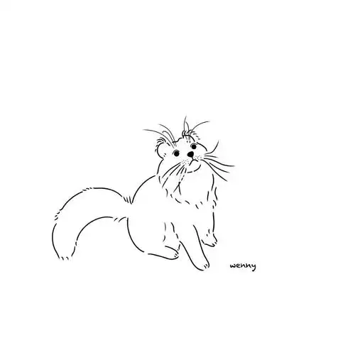 手绘卡通猫咪简笔插画ins风简约线条素材