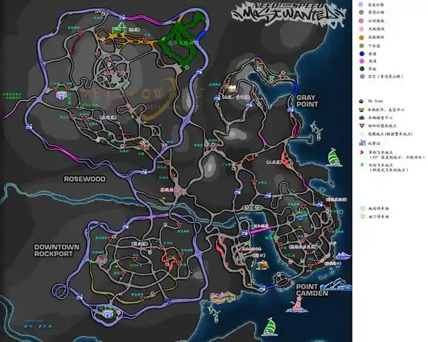 极品飞车9中的城市rockport被分为三个区域,这三个区域的名字分别是