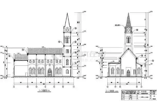 欧式教堂全套建筑施工图 (标注详细)图片3