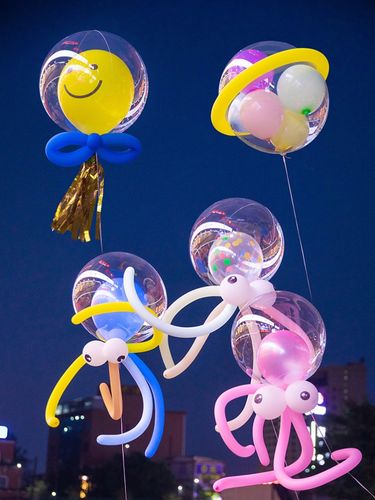 气球充气会飞网红风筝气球飞天波波球章鱼摆摊公园的飘空飞天气m