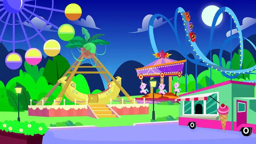游乐园场景插画