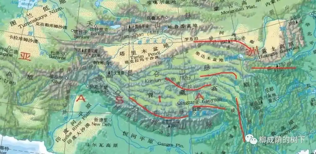 包括冈底斯山脉,念青唐古拉山脉,横断山脉,唐古拉山脉,巴颜喀拉山脉