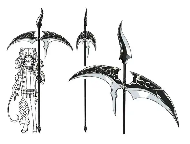 类似十字枪的战镰,六大神之一的暗神 夏斯纳尔 使用过的武器.