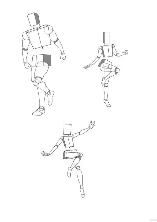 写生方块人—人体结构方块提高练习