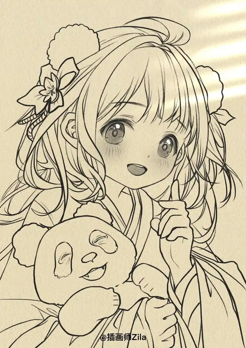 临摹过程 | 熊猫拟人.熊猫妹妹94#画画 #熊猫 #二次元 - 抖音