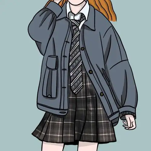 日常jk女孩的手绘头像