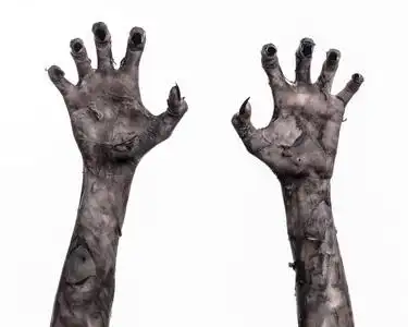 黑手的死亡,行尸走肉,僵尸主题,万圣节主题,僵尸手,白色背景,孤立