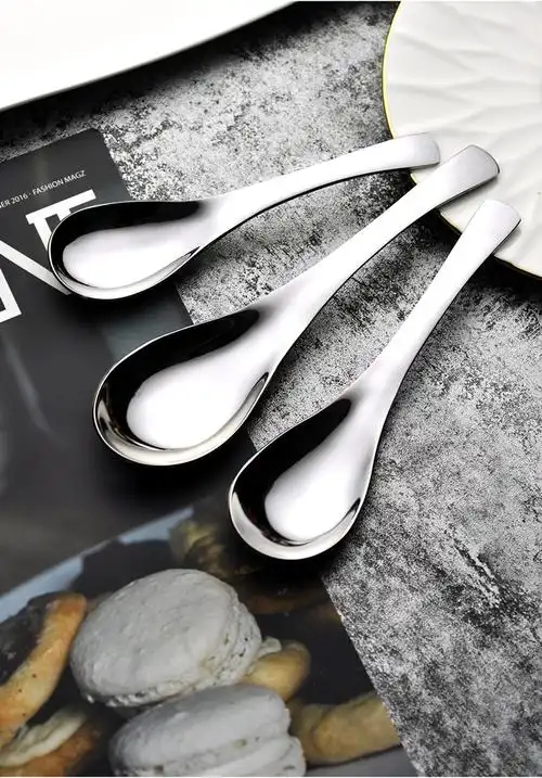 加厚304不锈钢勺子3只装汤勺儿童小汤匙调羹餐勺 大号(三只装)