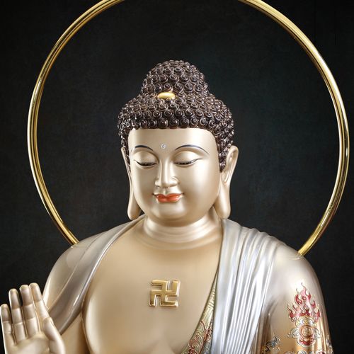 佛像台湾铜雕手工释迦牟尼家用阿弥陀佛三宝释迦说法摆件