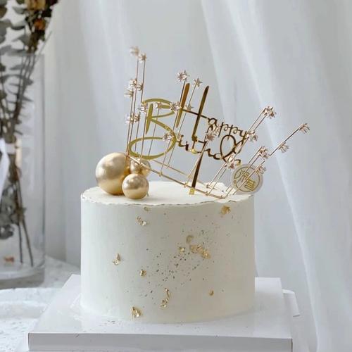 网红满天星水晶五角星星皇冠蛋糕装饰摆件烘焙插件女王生日派对