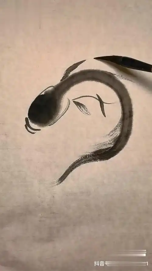 鲶鱼写意花鸟 水墨写意 一休爸的小课堂